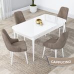 Canisa Concept Kar Serisi 80 x 132 cm Açılabilir Mdf Mutfak Masa Takımı Beyaz Masa 4 Sandalye - Cappuccino