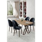 Canisa Concept Kaye Serisi Mdf 90X168 Atlantik Çam Mutfak Masa Takımı 4 Antrasit Sandalye