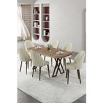 Canisa Concept Kaye Serisi Mdf 90X168 Atlantik Çam Mutfak Masa Takımı 6 Krem Sandalye