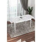 Canisa Concept Kor Serisi 70x114 Açılabilir Beyaz Mermer Desenli Mutfak Masası
