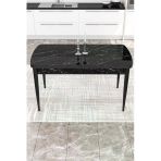 Canisa Concept Kor Serisi 70X114 Açılabilir Mdf Mutfak Masası Takımı Siyah Mermer Desen Masa 4 Pembe Sandalye