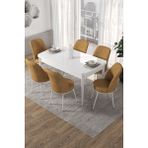 Canisa Concept Kor Serisi 70x114 cm Açılabilir Beyaz Cappuccino Mutfak Masa Takımı