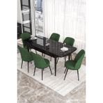 Canisa Concept Kor Serisi 70x114 cm Açılabilir Beyaz Haki Yeşili Mutfak Masa Takımı