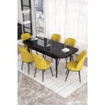 Canisa Concept Kor Serisi 70x114 cm Açılabilir Beyaz Hardal Mutfak Masa Takımı