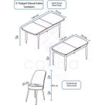Canisa Concept Kor Serisi 70x114 cm Açılabilir Beyaz Kahverengi Mutfak Masa Takımı