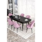 Canisa Concept Kor Serisi 70x114 cm Açılabilir Beyaz Pembe Mutfak Masa Takımı
