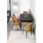 Canisa Concept Kor Serisi 70x114 cm Açılabilir Mutfak Masası Takımı, Siyah Mermer Desen Masa, 4 Cappuccino Sandalye