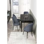 Canisa Concept Kor Serisi 70x114 cm Açılabilir Siyah Füme Mermer Desen Mutfak Masa Takımı