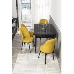 Canisa Concept Kor Serisi 70x114 cm Açılabilir Siyah Hardal Mermer Desen Mutfak Masa Takımı