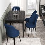Canisa Concept Kor Serisi 70x114 cm Açılabilir Siyah Lacivert Mermer Mutfak Masa Takımı