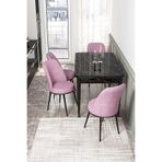 Canisa Concept Kor Serisi 70x114 cm Açılabilir Yemek Masası Takımı, Siyah Mermer Desen Masa, 4 Pembe Sandalye