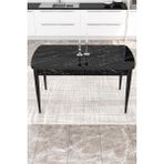 Canisa Concept Kor Serisi MDF 70X114 Açılabilir Siyah Mermer Desenli Mutfak Masası, Yemek Masası