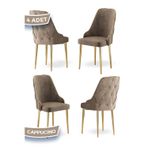 Canisa Concept Krax Serisi 1.Sınıf Babyface Kumaş Yemek Odası Sandalyesi Gold Metal Ayak 4 Adet Cappucino Sandalye