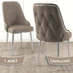 Canisa Concept Krax Serisi Babyface Kumaş Yemek Odası Sandalye Gümüş Metal Ayak 1 Adet Sandalye - Cappucino - Gümüş Ayaklar