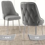 Canisa Concept Krax Serisi Babyface Kumaş Yemek Odası Sandalye Gümüş Metal Ayak 1 Adet Sandalye - Gri - Gümüş Ayaklar