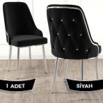 Canisa Concept Krax Serisi Babyface Kumaş Yemek Odası Sandalye Gümüş Metal Ayak 1 Adet Sandalye - Siyah - Gümüş Ayaklar