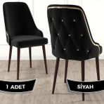 Canisa Concept Krax Serisi Babyface Kumaş Yemek Odası Sandalyesi Kahve Metal Ayak 1 Adet Sandalye - Siyah - Kahve Ayaklar