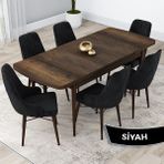 Canisa Concept Lia Serisi, Barok Ahşap Desen Açılabilir 80X132 Yemek Masası Takımı 6 Sandalye - 80 x 132 cm - Ahşap - Beyaz Epoksi