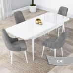 Canisa Concept Lia Serisi Beyaz Açılabilir 80 x 132 cm Yemek Masası Takımı Beyaz Masa ve 4 Sandalye - 80x132 - Gri