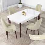 Canisa Concept Lia Serisi Beyaz Masa Ceviz Ayak Açılabilir 80 x 132 cm Yemek Masası Takımı 4 Sandalye - 80x132 - Krem