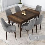 Canisa Concept Lia Serisi,80 x 132 cm Açılabilir Mutfak Masa Takımı, Barok Ahşap Desen Masa 6 Sandalye