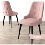 Canisa Concept Maya Serisi Sandalye Siyah Gürgen Ayak 1 Adet - Pembe