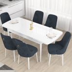 Canisa Concept Mdf Are Serisi 80 x 132 cm Açılabilir Üst Kalite Yemek Mutfak Masası Takımı 6 Sandalyeli - Antrasit