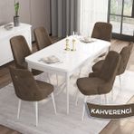 Canisa Concept MDF Are Serisi 80x132 CM Kahverengi 6 Sandalyeli Açılabilir Mutfak Masası