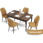 Canisa Concept Mun Serisi, 80X132 Açılabilir Mdf Barok Ahşap Desen Mutfak Masası Takımı, 4 Sandalye - 80 x 132 cm - Cappucino