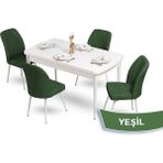Canisa Concept Mun Serisi, 80X132 Açılabilir Mdf Beyaz Mutfak Masası Takımı, 4 Sandalye - 80 x 132 cm - Yeşil