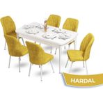 Canisa Concept Mun Serisi 80X132 Açılabilir Mdf Beyaz Mutfak Masası Takımı 6 Sandalye - 80 x 132 cm - Hardal