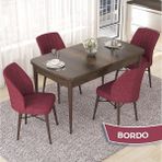 Canisa Concept Nef Serisi 70X114 Açılabilir Mdf Barok Ahşap Desen Mutfak Masa Takımı 4 Sandalye - Bordo