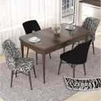 Canisa Concept Nef Serisi 70X114 Açılabilir Mdf Barok Ahşap Desen Mutfak Masa Takımı 4 Sandalye - Siyah - Beyaz