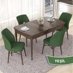 Canisa Concept Nef Serisi 70X114 Açılabilir Mdf Barok Ahşap Desen Mutfak Masa Takımı 4 Sandalye - Yeşil