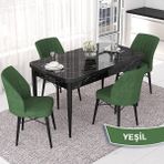 Canisa Concept Nef Serisi 70X114 Açılabilir Mdf Siyah Mermer Desen Mutfak Masa Takımı 4 Sandalye - Yeşil