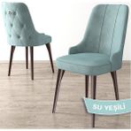 Canisa Concept Newa Serisi Babyface Kumaş Kahve Metal Ayak Gümüş Halkalı 1 Adet Sandalye - Su Yeşili