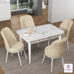Canisa Concept Nil Sabit Barok Ahşap Desen 4 Adet Sandalye Masa Takımı