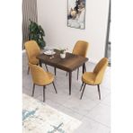 Canisa Concept Nil Serisi 70 x 110 cm Sabit Barok Ahşap Desen Mutfak Masa Takımı+4 Adet Sandalye - Cappuccino