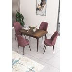 Canisa Concept Nil Serisi 70 x 110 cm Sabit Barok Ahşap Desen Mutfak Masa Takımı+4 Adet Sandalye - Gülkurusu
