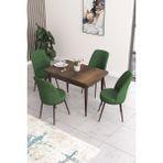 Canisa Concept Nil Serisi 70 x 110 cm Sabit Barok Ahşap Desen Mutfak Masa Takımı+4 Adet Sandalye - Haki Yeşili