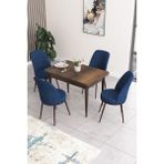 Canisa Concept Nil Serisi 70 x 110 cm Sabit Barok Ahşap Desen Mutfak Masa Takımı+4 Adet Sandalye - Lacivert