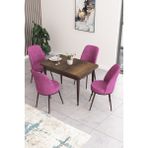 Canisa Concept Nil Serisi 70 x 110 cm Sabit Barok Ahşap Desen Mutfak Masa Takımı+4 Adet Sandalye - Mor