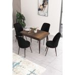 Canisa Concept Nil Serisi 70 x 110 cm Sabit Barok Ahşap Desen Mutfak Masa Takımı+4 Adet Sandalye - Siyah