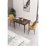 Canisa Concept Nil Serisi 70x110 cm Sabit Mutfak Masası Takımı, Barok Ceviz Masa, 2 Cappucino Sandalye