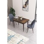 Canisa Concept Nil Serisi 70x110 cm Sabit Mutfak Masası Takımı, Barok Ceviz Masa, 2 Füme Sandalye