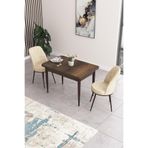 Canisa Concept Nil Serisi 70x110 cm Sabit Mutfak Masası Takımı, Barok Ceviz Masa, 2 Krem Sandalye