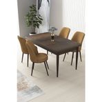 Canisa Concept Nil Serisi 70X110 Sabit Barok Ahşap Desen Masa Takımı Ve 4 Cappucino Sandalye