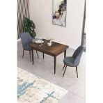Canisa Concept Nil Serisi 70X110 Sabit Mutfak Masası Takımı Barok Desen Masa 2 Füme Sandalye