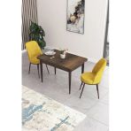 Canisa Concept Nil Serisi 70X110 Sabit Mutfak Masası Takımı Barok Desen Masa 2 Hardal Sandalye