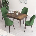 Canisa Concept Nil Serisi Barok Ahşap Desenli Yemek Masa Mutfak Masa Takımı +4 Adet Sandalye - 2 - Yeşil